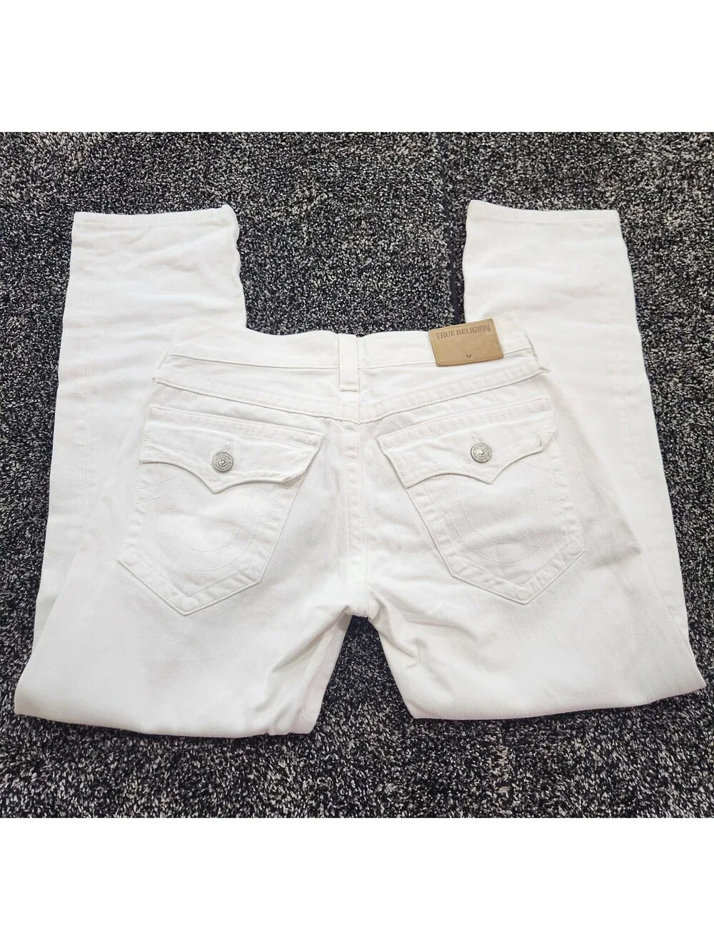 True Religion GENO Relaxed Slim Men Optic White Denim Jeans Size 30 Made in USA